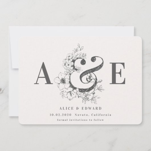 Handgezeichnete Blütenblätter Save the Date (Vorderseite)