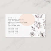 Handgezeichnete Blütendoodle Doula Birth Coach Wei Visitenkarte (Rückseite)