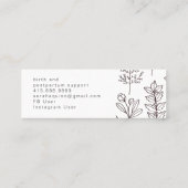 Handgezeichnete Blütendoodle Doula Weißer Geburtsl Mini Visitenkarte (Rückseite)