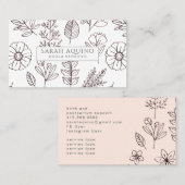 Handgezeichnete Blütendoodle Doula Weißer Geburtsw Visitenkarte (Vorne/Hinten)