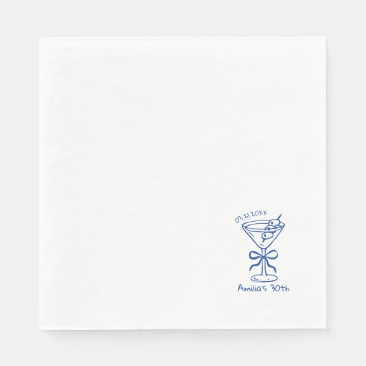 Handgezeichnete Bogen Custom Cocktail Geburtstagsf Serviette (Vorderseite)