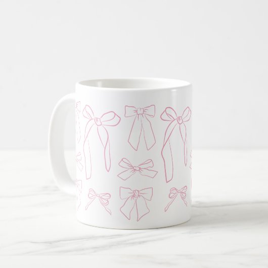 Handgezeichnete Bogen im rosa französischen Stil Kaffeetasse (Vorderseite Links)