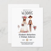 Handgezeichnete Boho Bride Groom Funny Wedites (Vorne/Hinten)