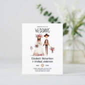 Handgezeichnete Boho Bride Groom Funny Wedites (Stehend Vorderseite)