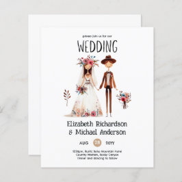 Handgezeichnete Boho Bride Groom Funny Wedites
