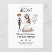Handgezeichnete Boho Bride Groom Niedlich Hochzeit (Vorderseite)
