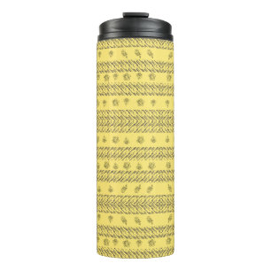 Handgezeichnete Boho-Floral-Geometrie-Linien in Se Thermosbecher