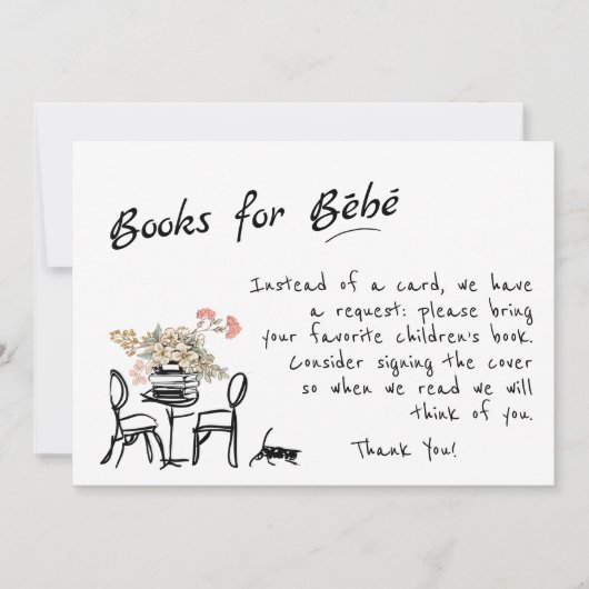 Handgezeichnete Bonjour Bebe Französische Bücher f Einladung (Vorderseite)
