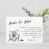 Handgezeichnete Bonjour Bebe Französische Bücher f Einladung (Stehend Vorderseite)