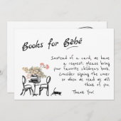 Handgezeichnete Bonjour Bebe Französische Bücher f Einladung (Vorne/Hinten)