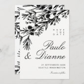 Handgezeichnete botanische Blätter Save the Date Einladung (Vorne/Hinten)