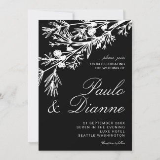 Handgezeichnete botanische Blätter zum Hochzeitsem Einladung
