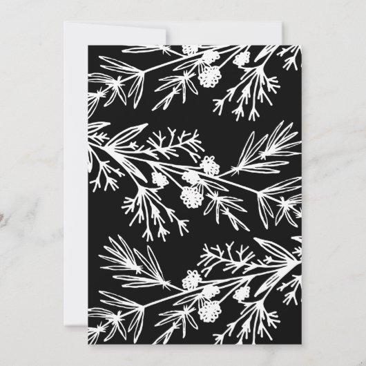 Handgezeichnete botanische Blätter zum Hochzeitsem Einladung (Rückseite)