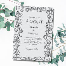 Handgezeichnete botanische Blumen Hochzeit elegant