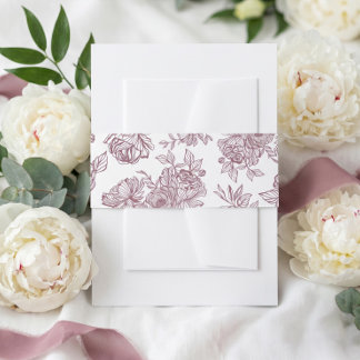 Handgezeichnete botanische florale Pfingstrose Ros Einladungsbanderole