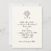 Handgezeichnete Bouquet Monogram Handwriting-Hochz Einladung (Vorderseite)