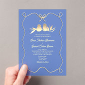 Handgezeichnete Bow Blue Wedding Akryllische Einla Acryleinladungen (Insitu (Handheld))