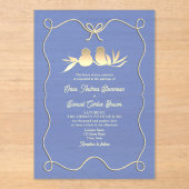 Handgezeichnete Bow Blue Wedding Akryllische Einla Acryleinladungen (Vorderseite)