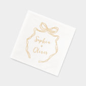 Handgezeichnete Bow Chic Moderne Hochzeit Servietten Mit Folie (Links)
