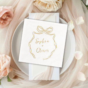 Handgezeichnete Bow Chic Moderne Hochzeit Servietten Mit Folie