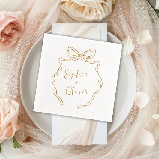Handgezeichnete Bow Chic Moderne Hochzeit Servietten Mit Folie