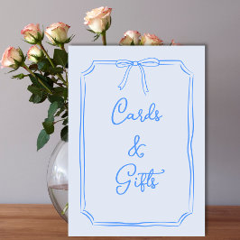 Handgezeichnete Bow Coquette Blue Cards und Gesche