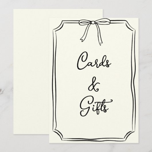 Handgezeichnete Bow Coquette Chic Cards und Gesche (Vorne/Hinten)