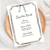 Handgezeichnete Bow Coquette Chic Signature Drinks Menükarte