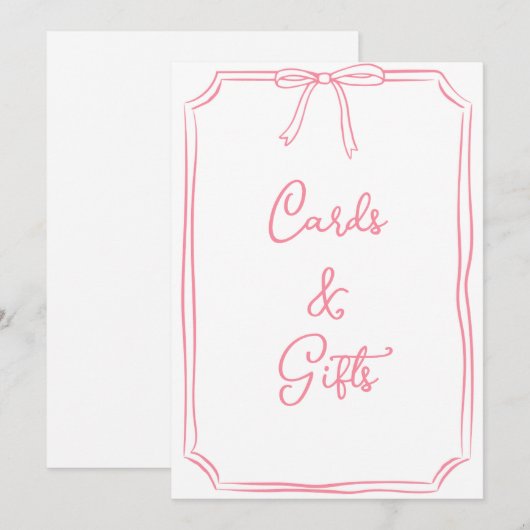 Handgezeichnete Bow Coquette Rosa Karten und Gesch (Vorne/Hinten)