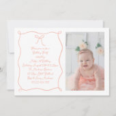 Handgezeichnete Bow Foto Blush Geburtstagsparty Einladung (Vorderseite)