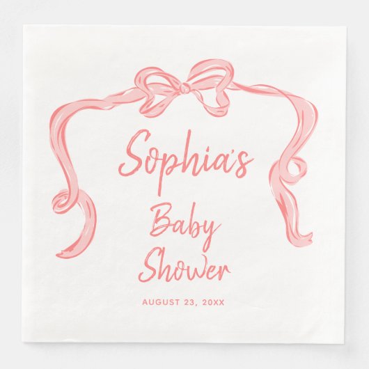 Handgezeichnete Bow Girl Babydusche Napkins Serviette (Vorderseite)