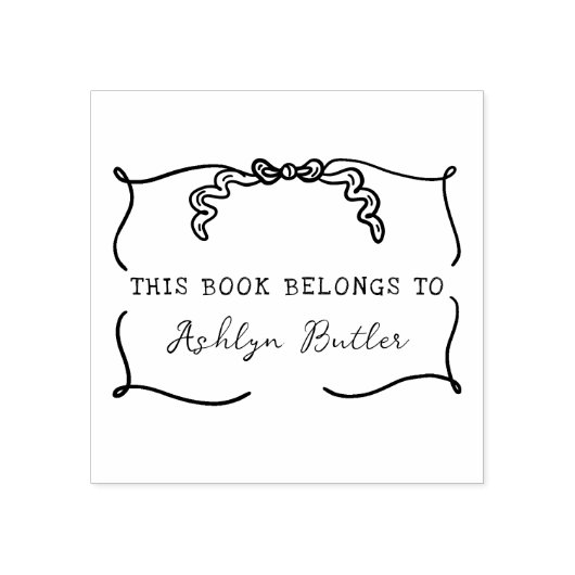 Handgezeichnete Bow Personal Library Book Briefmar Gummistempel (Prägung)