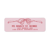 Handgezeichnete Bow PINK & RED Wedding Rücksendead (Vorne)