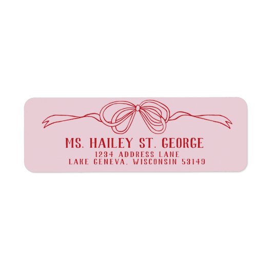 Handgezeichnete Bow PINK & RED Wedding Rücksendead (Vorne)