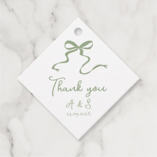 Handgezeichnete Bow Sage Green Gastgeschenk Hochze Geschenkanhänger