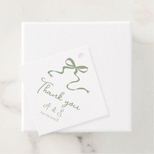 Handgezeichnete Bow Sage Green Gastgeschenk Hochze Geschenkanhänger (Beispiel)
