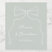 Handgezeichnete Bow Sage Grüne Hochzeit Weinetikett (Einzelnes Label)