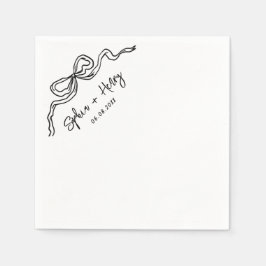Handgezeichnete Bow Simple Cocktail Hochzeit Serviette