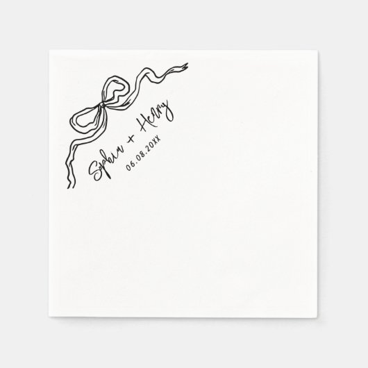 Handgezeichnete Bow Simple Cocktail Hochzeit Serviette (Vorderseite)