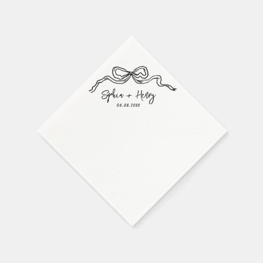 Handgezeichnete Bow Simple Cocktail Hochzeit Serviette (Ecke)