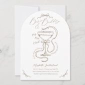 Handgezeichnete Bows Bubbly Cocktail Brautparty Ar Einladung (Vorderseite)