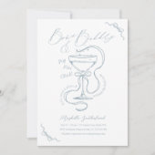 Handgezeichnete Bows & Bubbly Cocktail-Brautparty Einladung (Vorderseite)