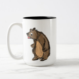 Handgezeichnete Braunbär-Zweifarben-Keramiktasse Zweifarbige Tasse