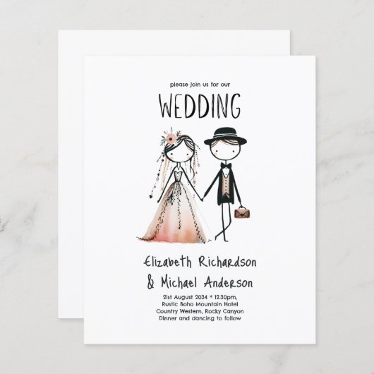 Handgezeichnete Brautgroom Einfache Niedliche Hoch (Vorne/Hinten)