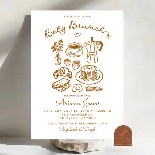 Handgezeichnete Brunch-Baby-Shower-Einladung Einladung