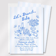 Handgezeichnete Brunch Babydusche druckbare Einlad