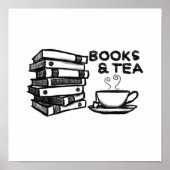Handgezeichnete Bücher und Tee Poster (Vorne)