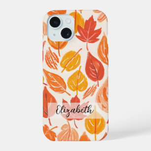 Handgezeichnete bunte Herbstblätter Herbst iPhone 15 Hülle