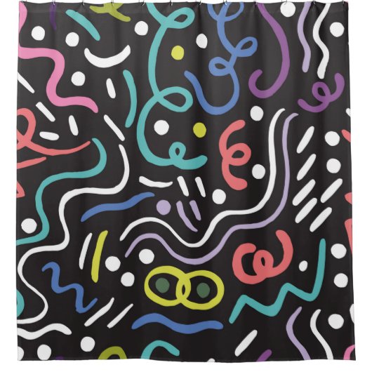 Handgezeichnete Bürste. Abstraktes Muster, Zickzac Duschvorhang (Vorderseite)
