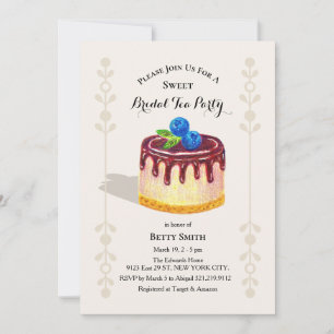 Handgezeichnete Cake Sweet Tea Party Brautparty Einladung